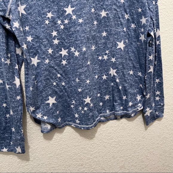 Kensie Blue White Star Print Pajama Top Shirt Long Sleeves Womens Size L - Picture 6 of 11